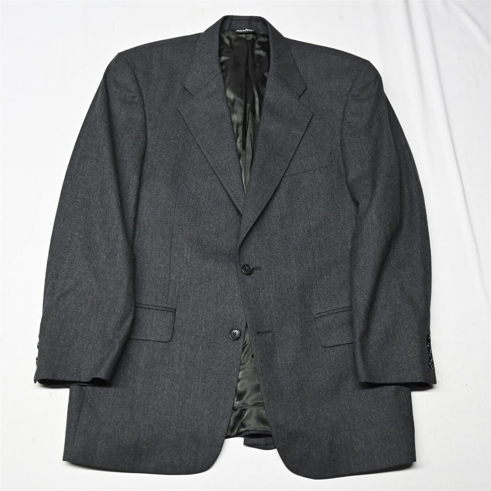 Vtg Majer‎ 40R Gray Flannel 100% Wool Mens Blazer Suit Jacket Sport Coat